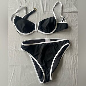No Boundaries Black Bikini with White Accents